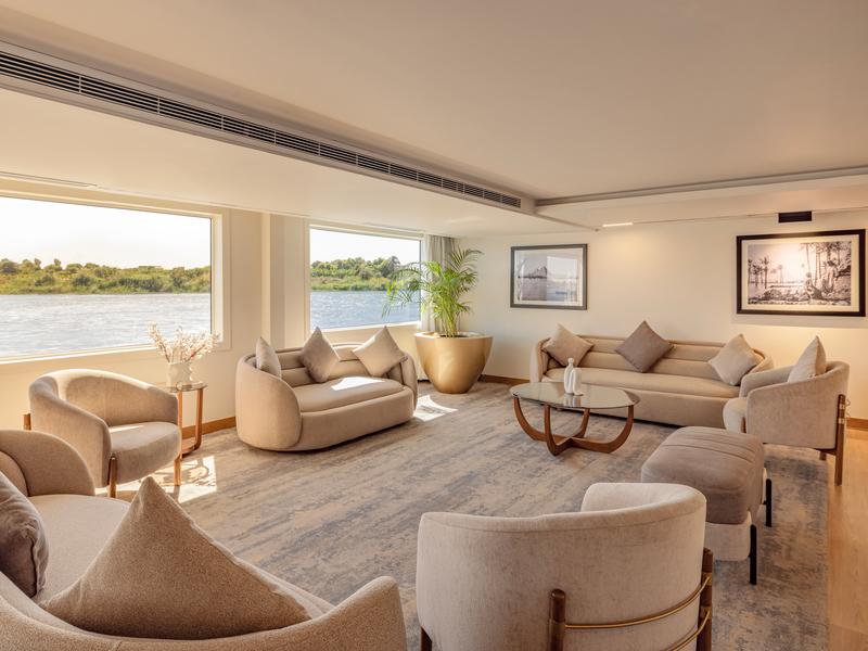 The lounge on the Sonesta Star Goddess Cruise.